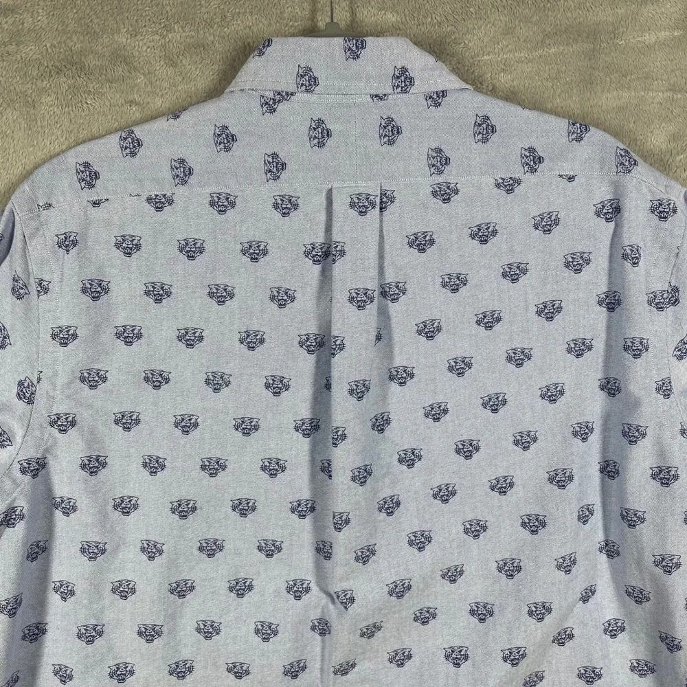 Ralph Lauren Button Down Shirt Mens XL Blue Tiger Head Embroidered Oxford‎